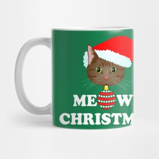 Meowy Christmas 2: Brown Tabby (White) Mug